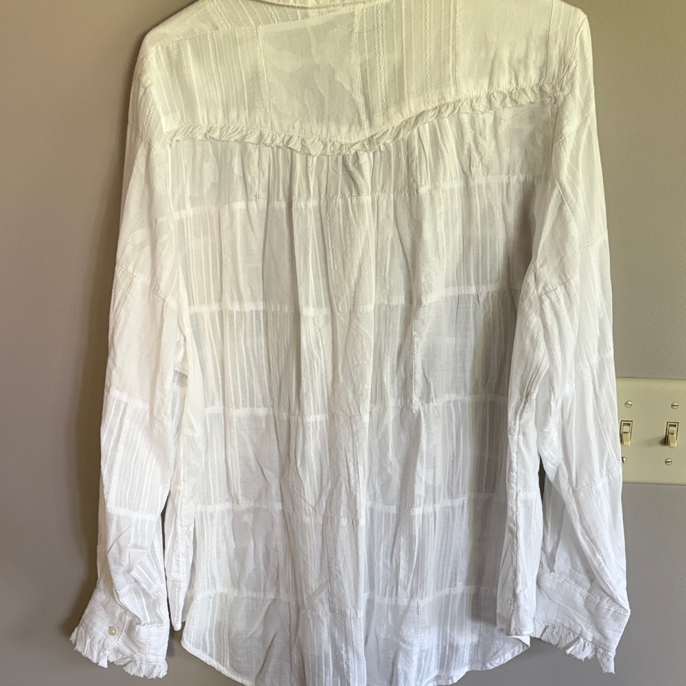 Sundance White Ruffle-Front Button Down Shirt - Picture 3 of 3